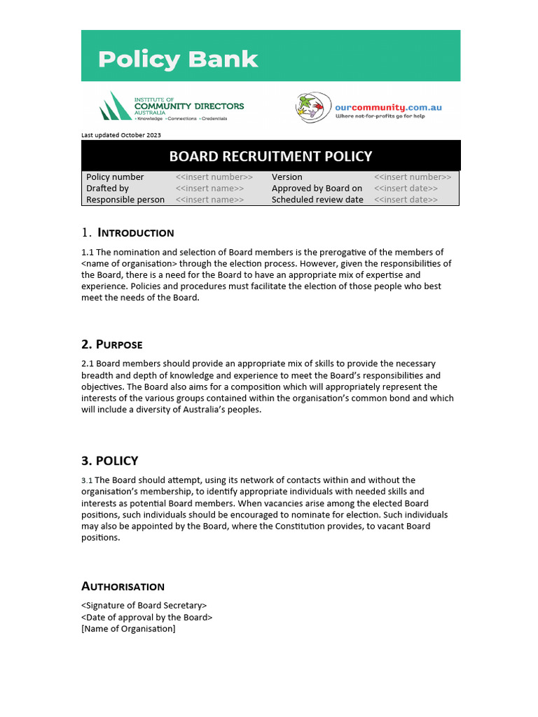 Board Member Recruitment Policy 2023 1 | PDF | Government