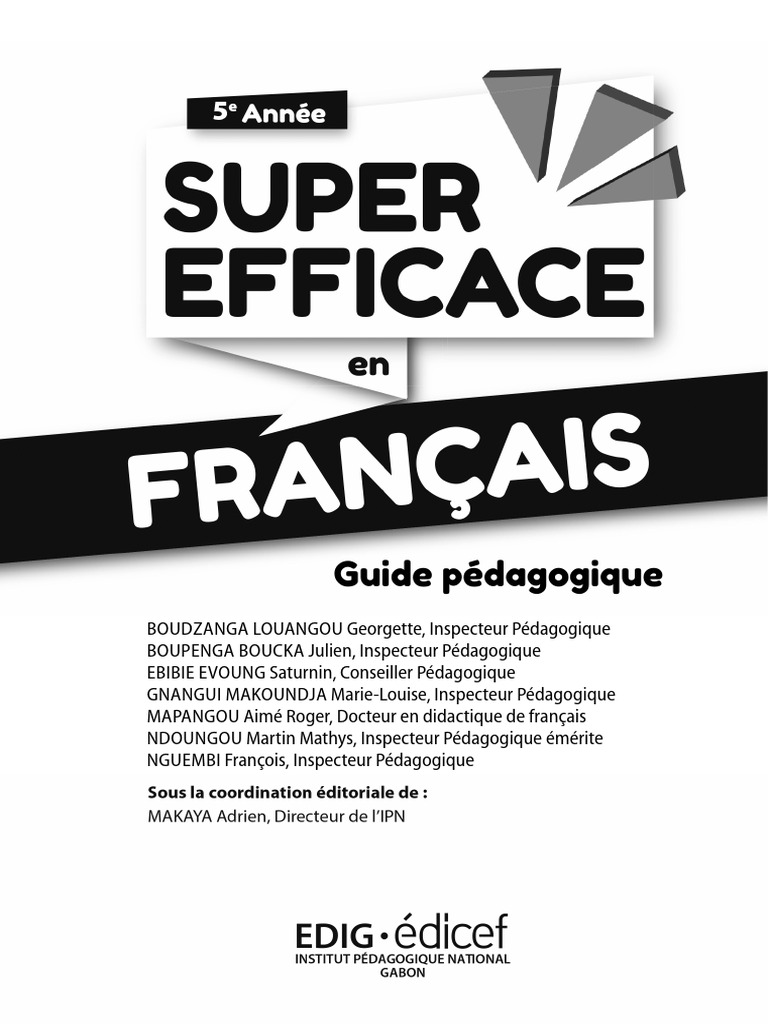 Guide Pédagogique Français 5e Année PDF Phrase Sujet (Grammaire)