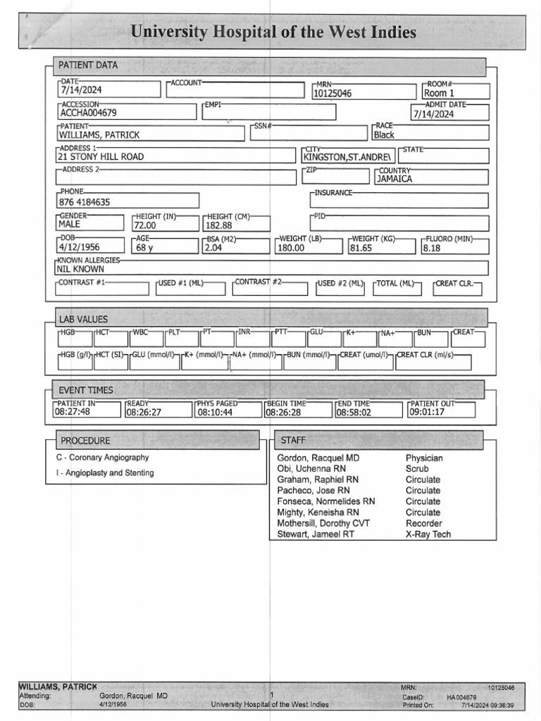 2024-07-16 - PCI Procedure Log | PDF