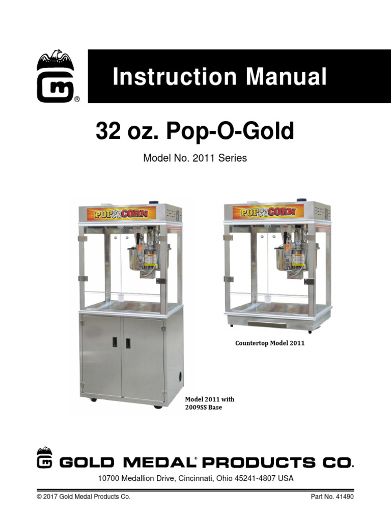 32 oz. Pop-O-Gold Instruction Manual | PDF | Popcorn | Ac Power Plugs ...