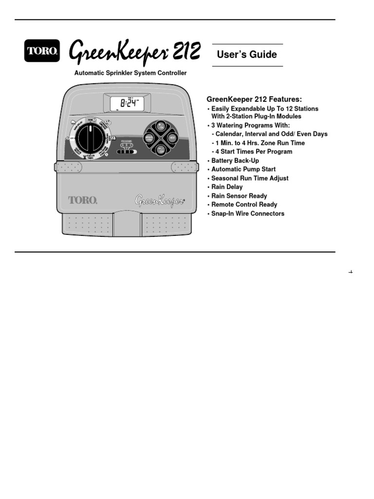 View of GreenKeeper 212 Sprinkler Controller Guide | PDF | Rechargeable Battery ...