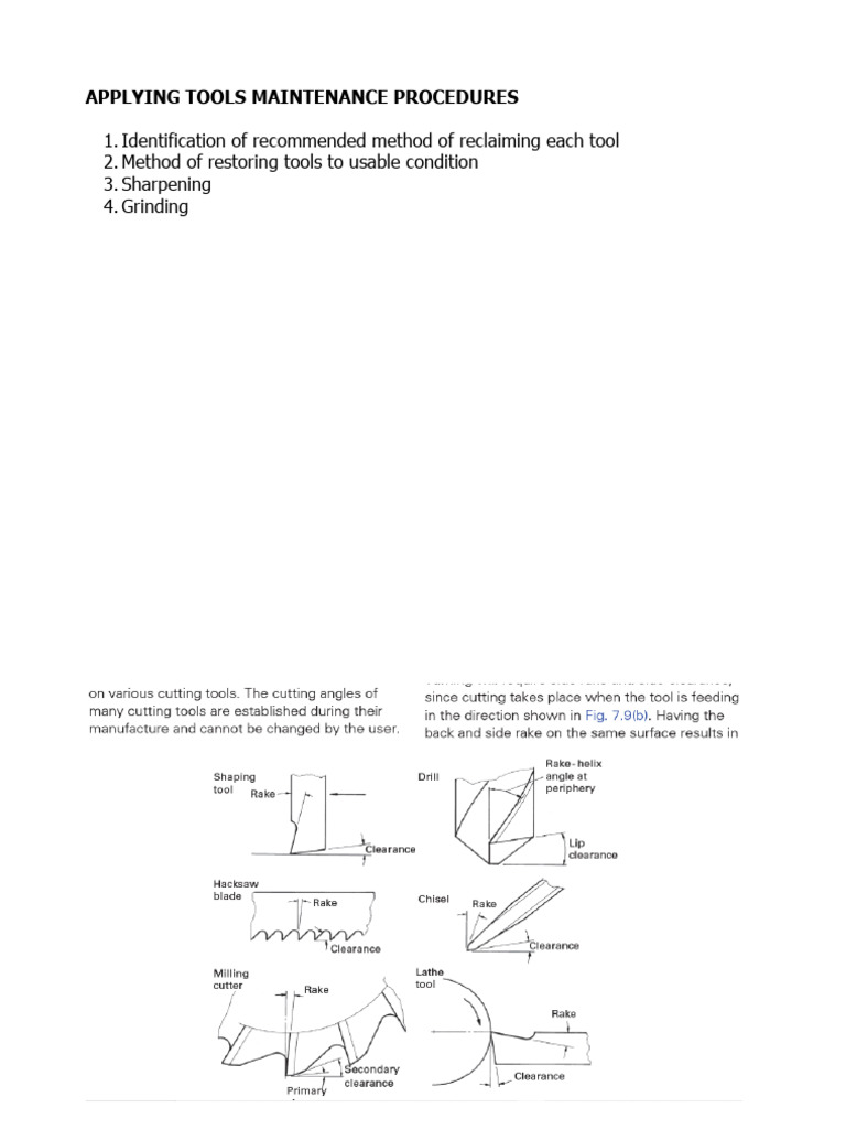 Applying Tools Maintenance Procedures | PDF | Grinding (Abrasive ...