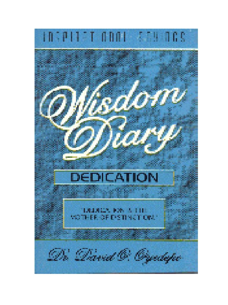 Bishop oyedepo wisdom diary dedication pdf gospel of matthew wisdom
