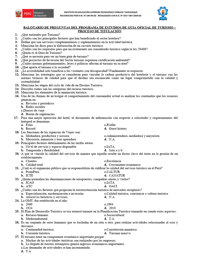 Balotario Programa de Estudios Got | PDF | Turismo | Hotel