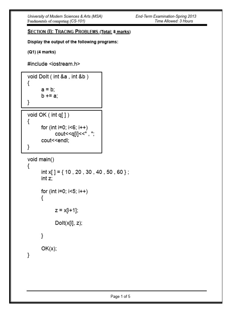 MSA CS-101 Spring 2013 Exam Guide | PDF | Software Engineering ...