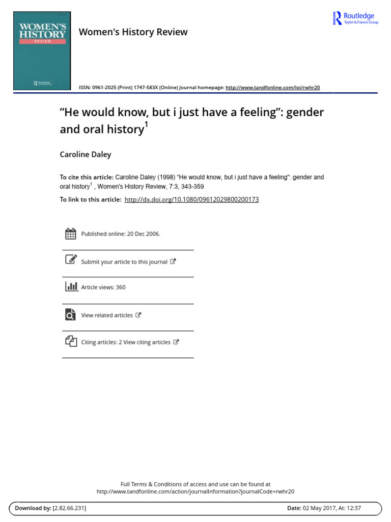Gendered Narratives in Oral History | PDF | Narrative | Gender