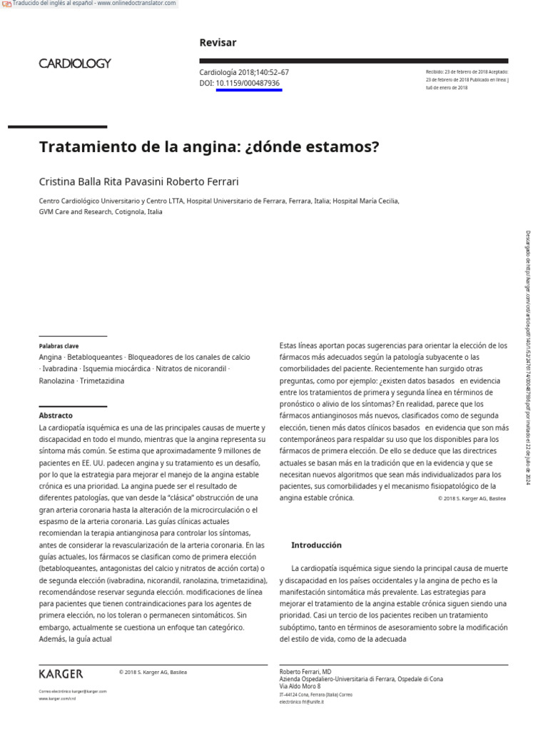 Tratamiento ANGINA INESTABLE - En.es | PDF | Infarto de miocardio | Corazón