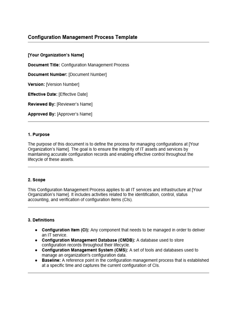 Configuration Management Process Template | PDF | Computing ...