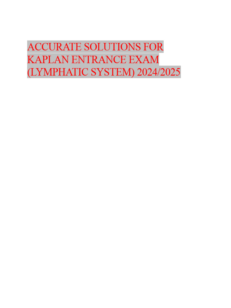 Kaplan Exam Guide: Lymphatic System 2024 | PDF | Lymph | Immune System