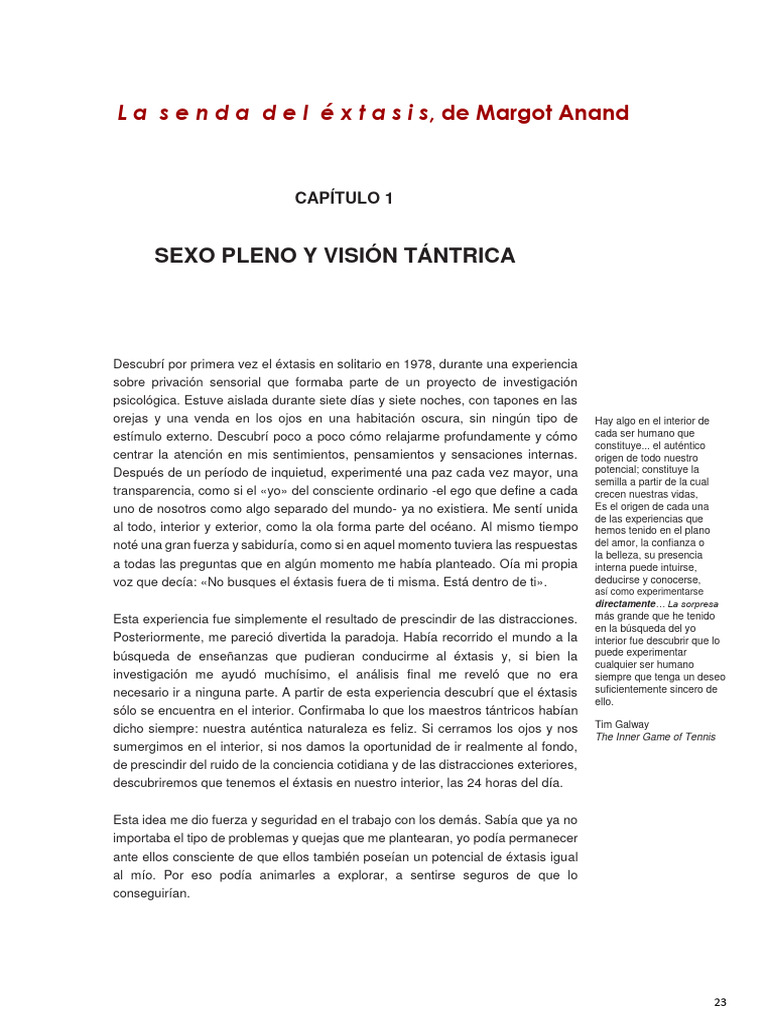 Éxtasis Sexual y Tantra en Margot Anand | PDF | Orgasmo | La sexualidad ...
