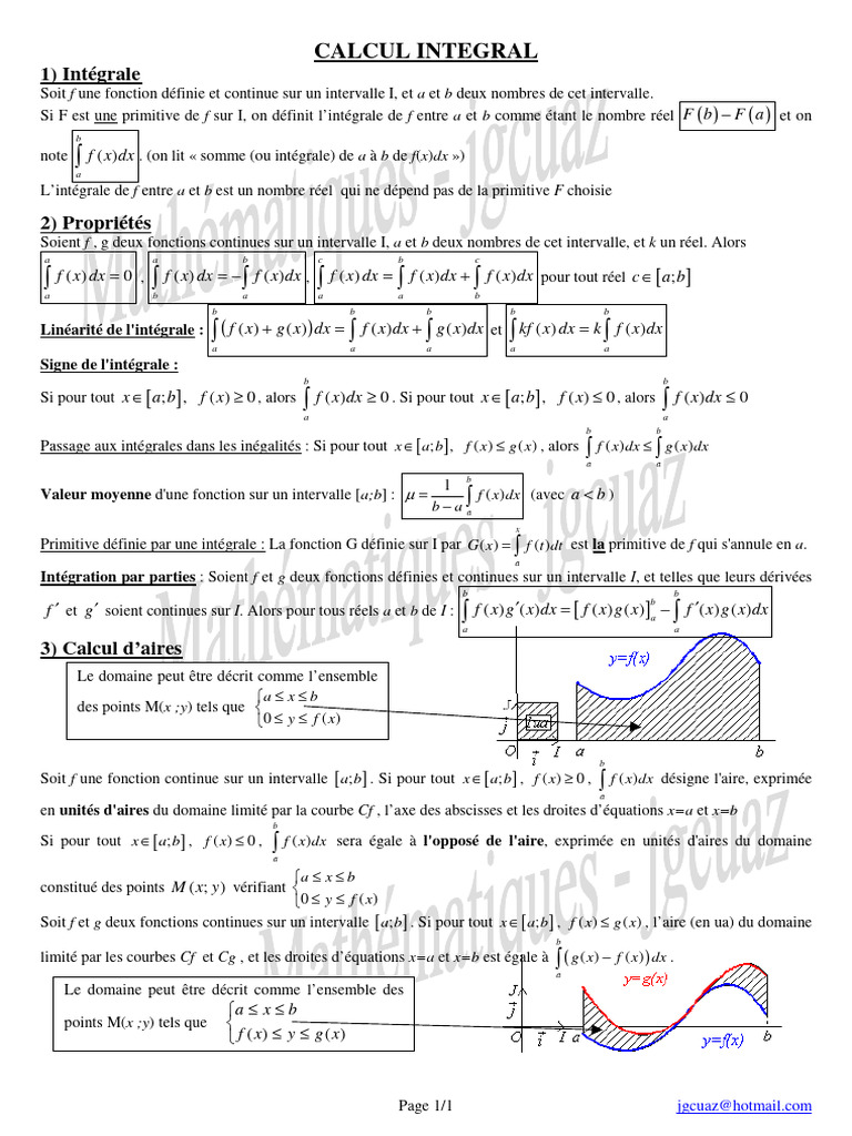 Linéarité de l'intégrale expliquée | PDF | Intégral | Zone