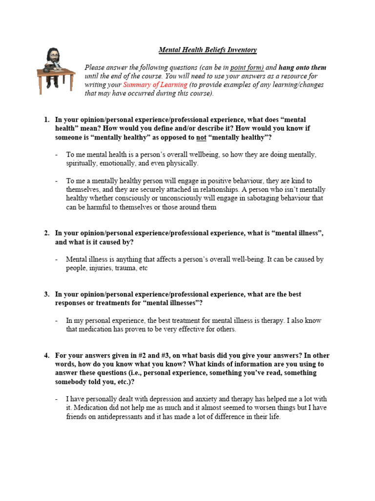 Mental Health Beliefs Inventory | PDF | Mental Health | Mental Disorder