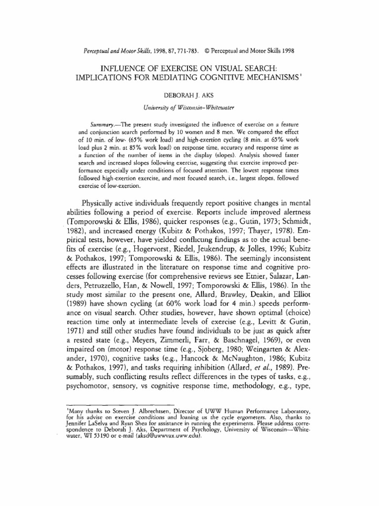 Aks1998 Excercise Visual Search | PDF | Attention | Mental Processes