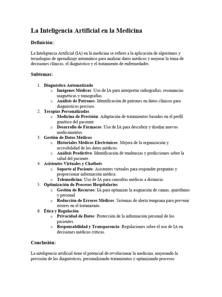 La Inteligencia Artificial en La Medicina | PDF | Relaciones personales ...