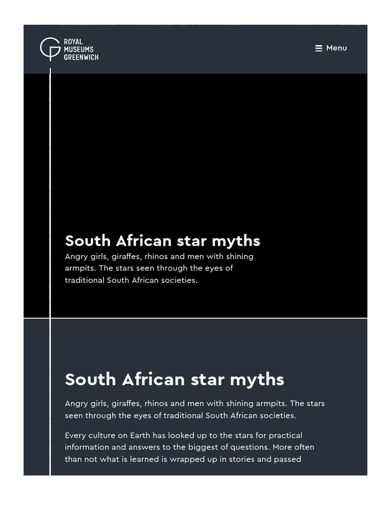 South African Star Myths Royal Museums Greenwich Pdf Moon Astronomy