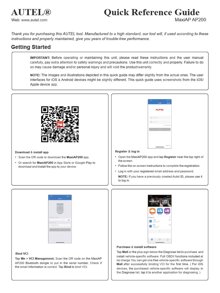 Autel AP200 Quick Start Guide | PDF | Ios | Mobile App