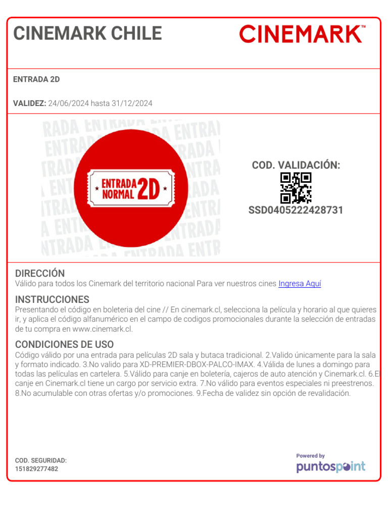 Código Promocional Cinemark 2D 2024 | PDF