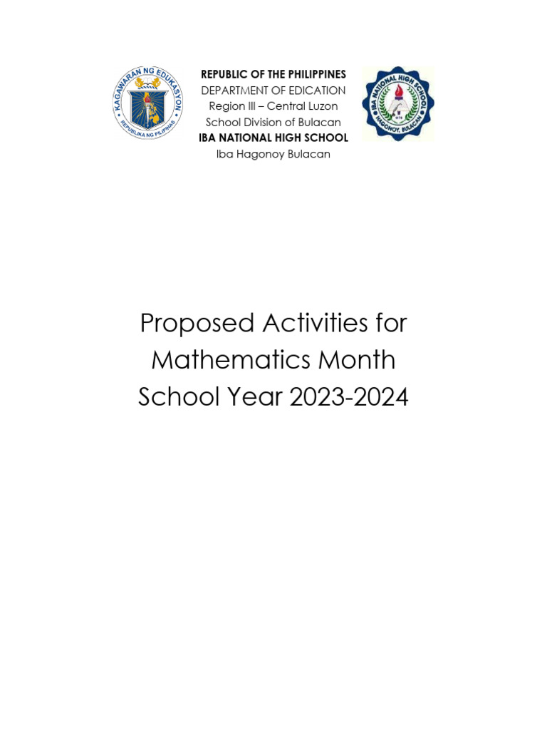 Iba National High School Math Month Activities | PDF | Puzzles