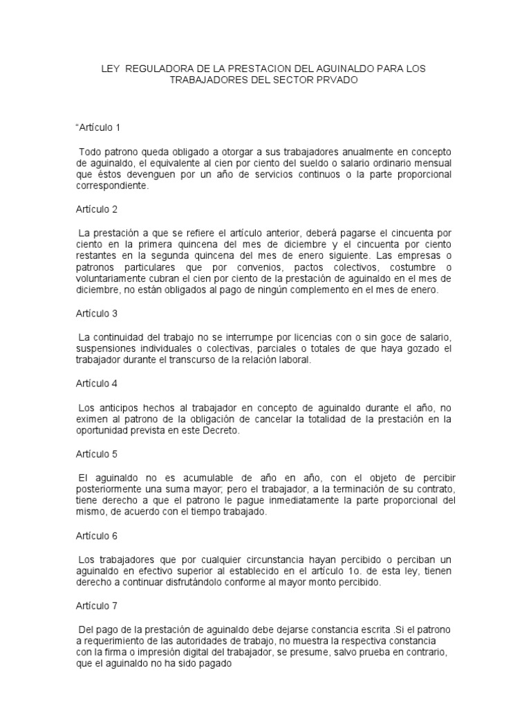 Ley del Aguinaldo en Guatemala | PDF | Derecho laboral | Pagos