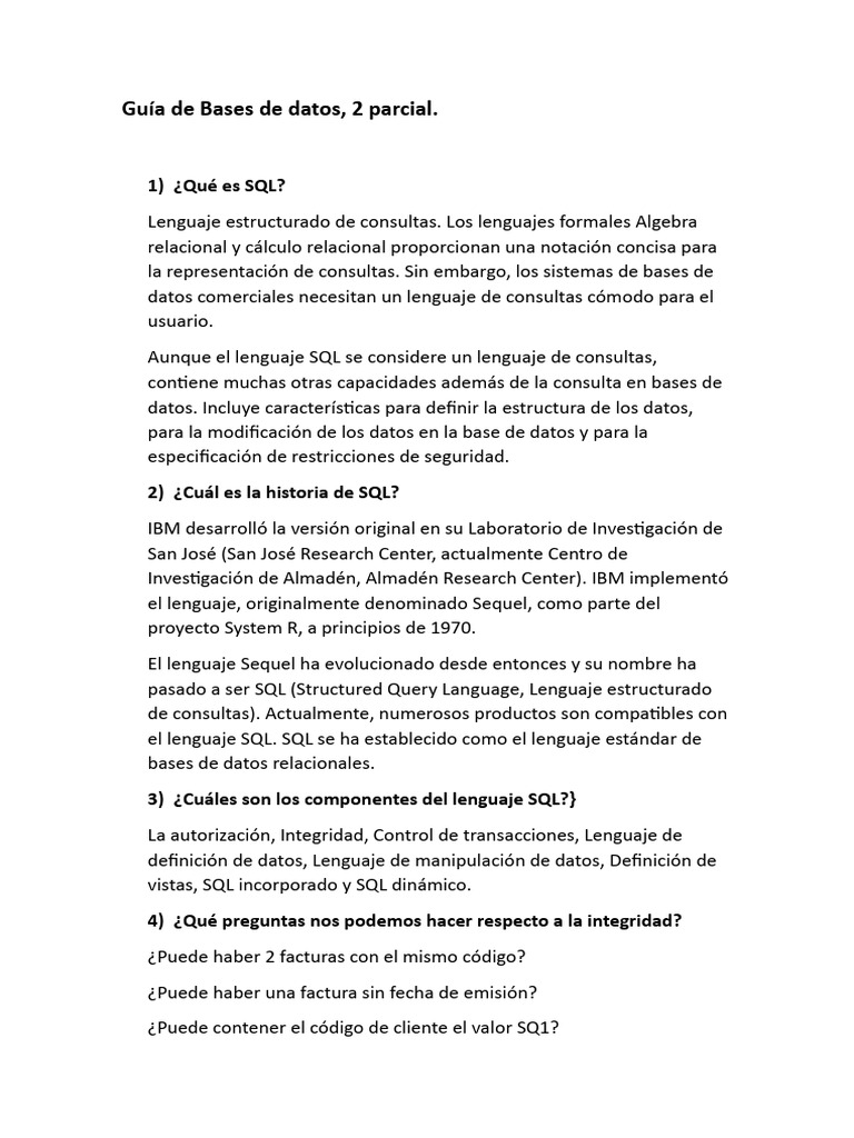 Guía Completa de SQL y Bases de Datos | PDF | SQL | Base de datos ...