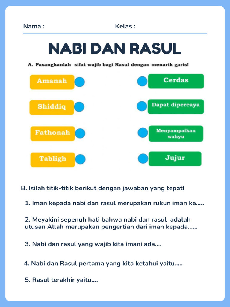 Lkpd Pai Kelas 1 Tentang Nabi Dan Rasul Pdf To Word