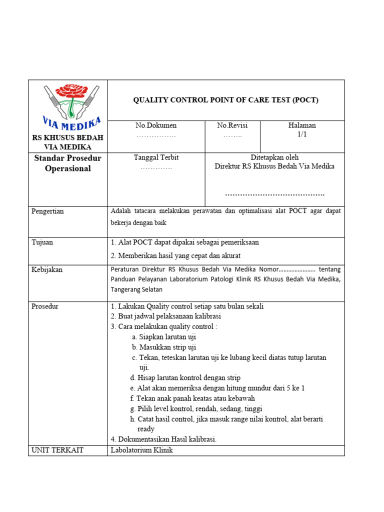 Prosedur Quality Control POCT RS Via Medika | PDF | Komputer