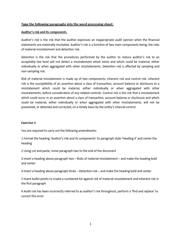 E Following Paragraphs Into The Word Processing Sheet | PDF | Financial ...