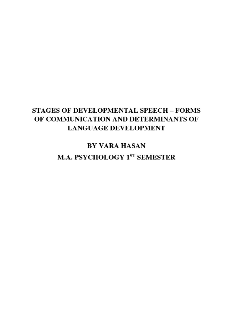 Speech Development Stages Guide | PDF | Communication | Language ...