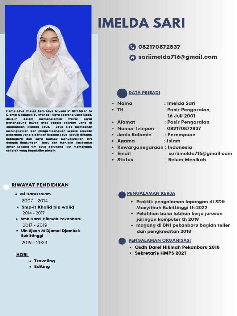 CV Lamaran Kerja Lulusan Baru Resume | PDF