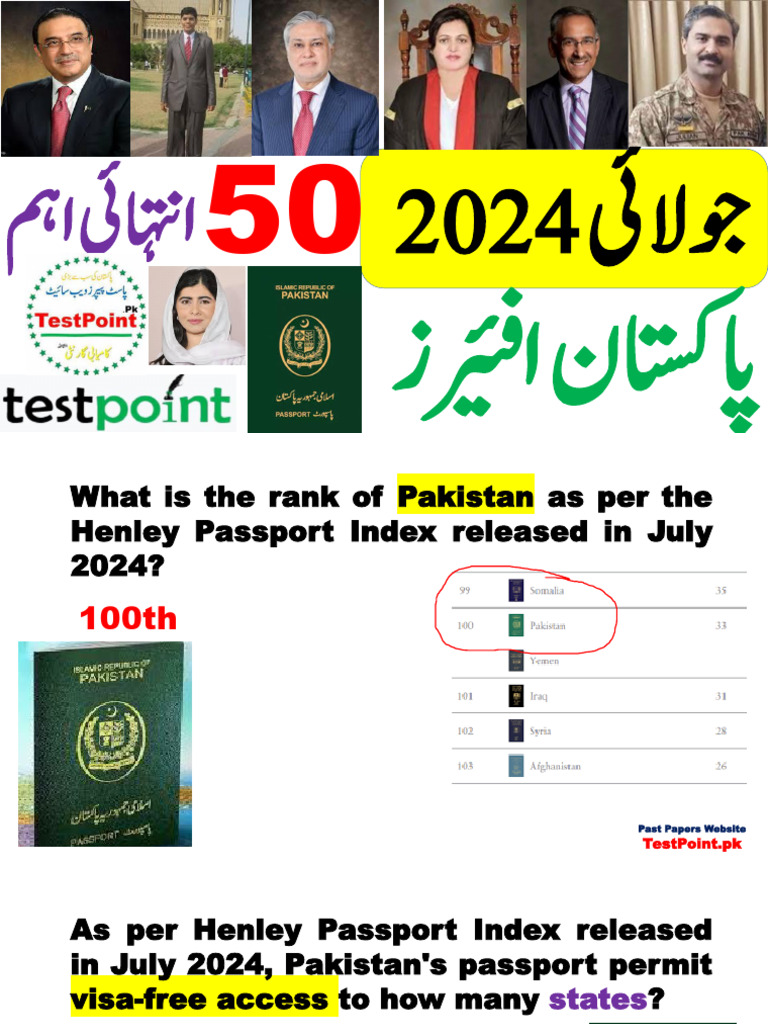 July 2024 Pak Affairs Current Affairs | PDF | Pakistan | Government Of ...