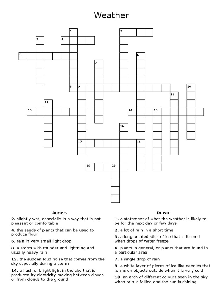 Weather Crossword Labs PDF Sky Rain Weather Crossword Labs PDF Sky Rain