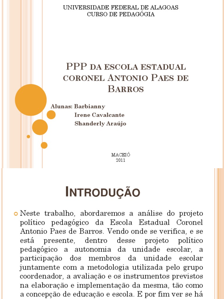 Slide Da Analise de Um Ppp Escolas Pedagogia