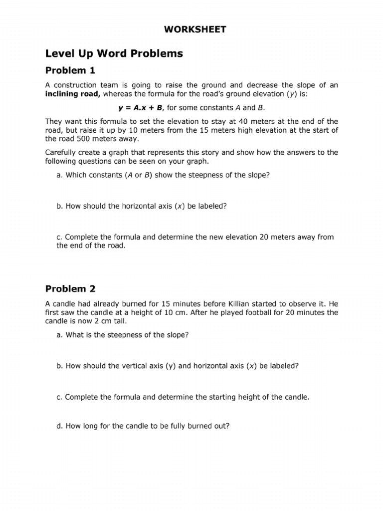 Linear Equations Word Problems - Advanced | PDF