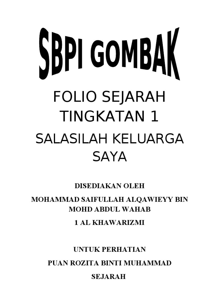 Folio Sejarah Tingkatan 1 Pdf