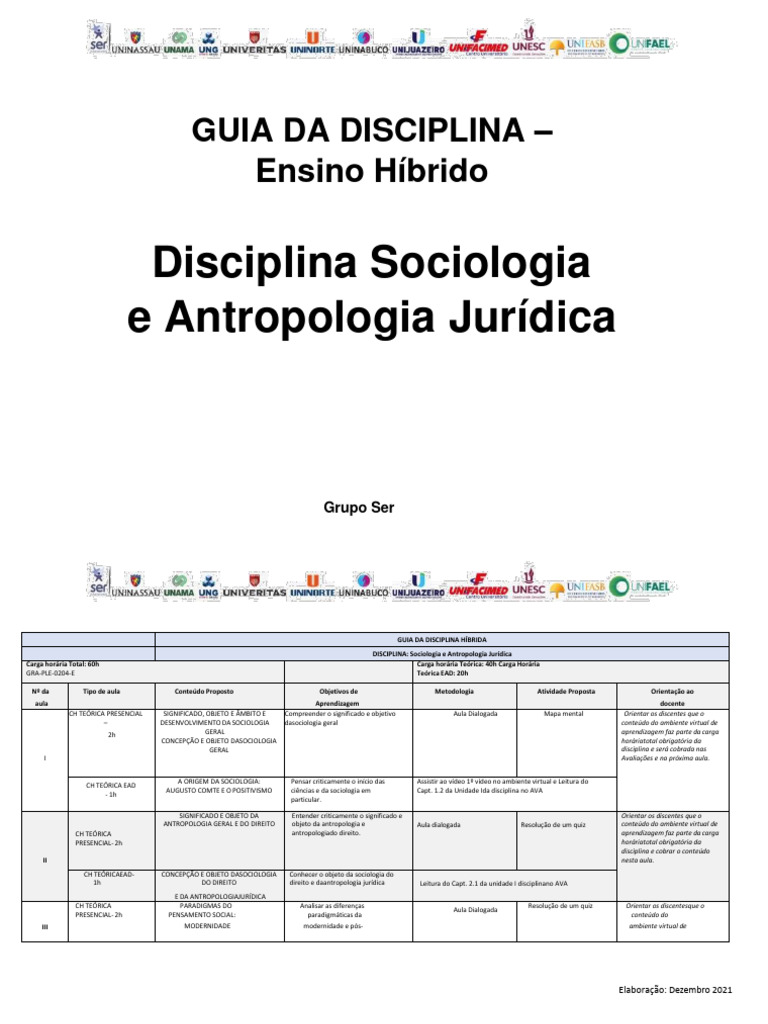 Guia de Ensino Híbrido: Sociologia Jurídica | PDF | Sociologia ...