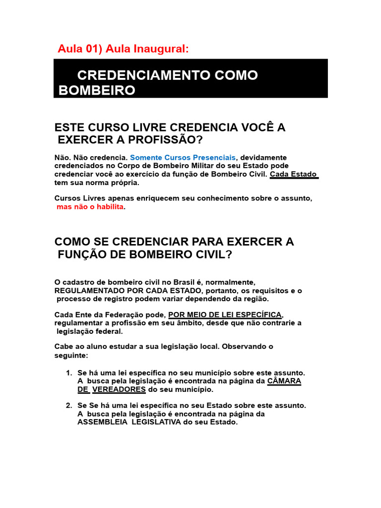 Credenciamento para Bombeiro Civil | PDF | Combustão | Calor