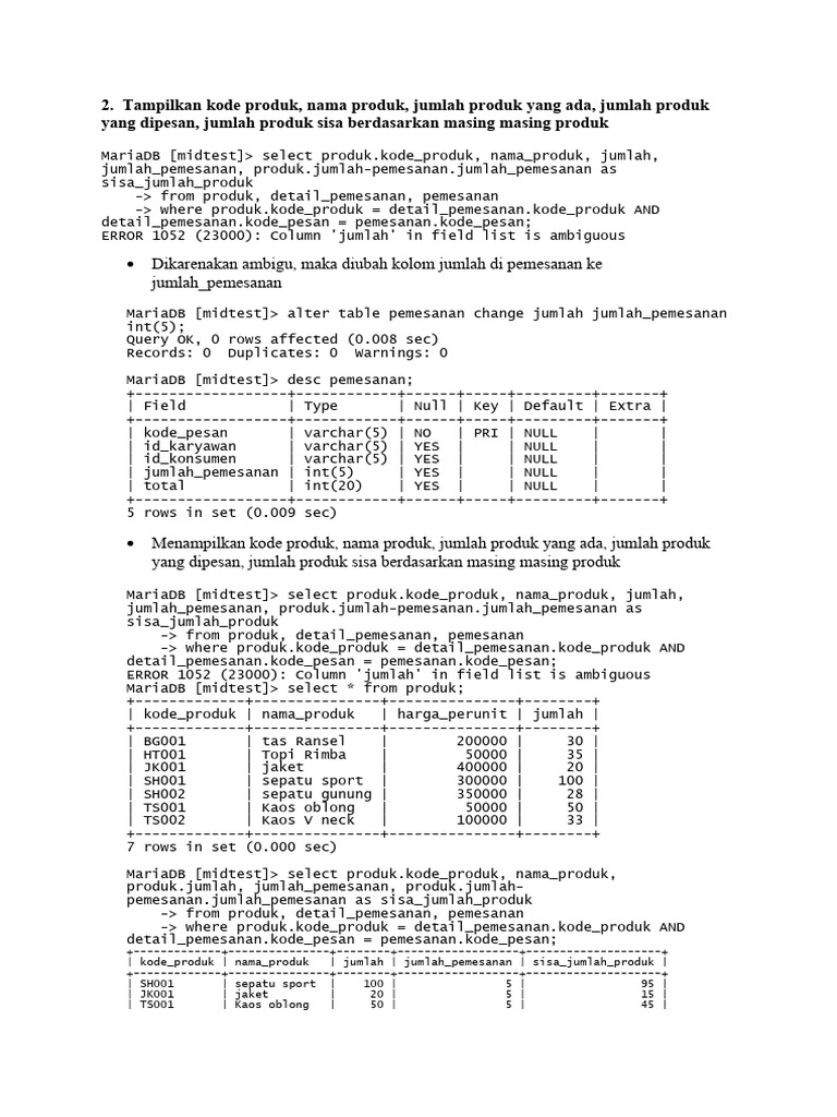 Data Produk dan Pemesanan MariaDB | PDF | Metode & Bahan Ajar ...