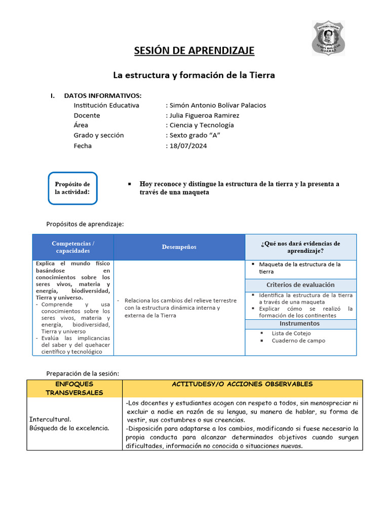 CYT-SESION Estructura de La Tierra | PDF | Tierra | Roca (geología)