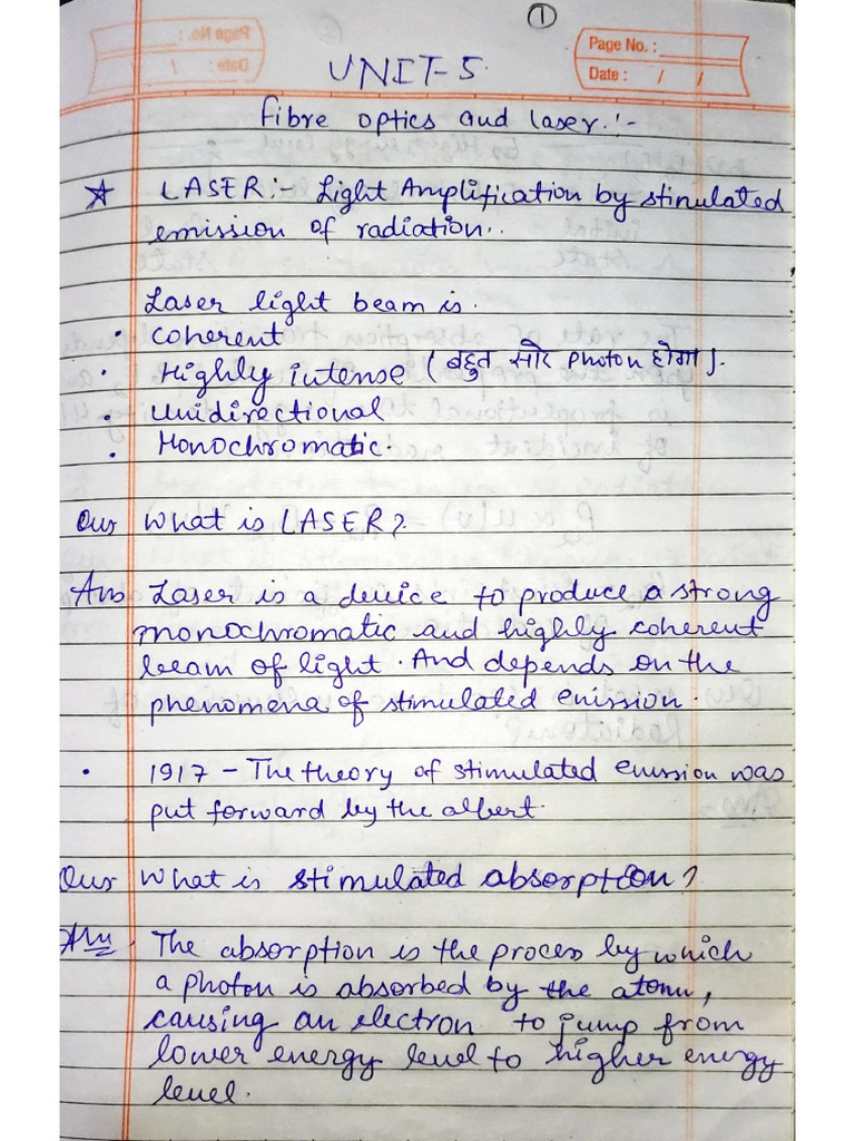 Unit-5 Fiber Optics and Laser | PDF