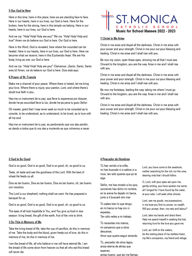 Hymn Lyrics PDF Jesus Mass (Liturgy)