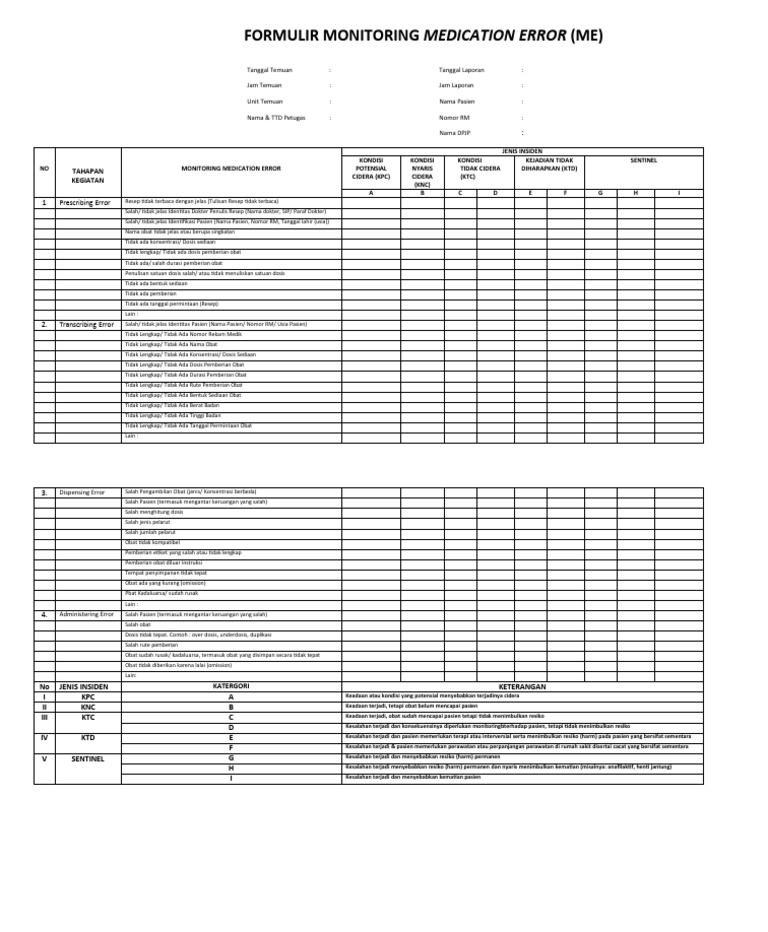 Formulir Monitoring Kesalahan Obat | PDF