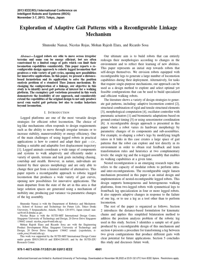 2013 Exploration of Adaptive Gait Patterns | PDF | Terrestrial ...