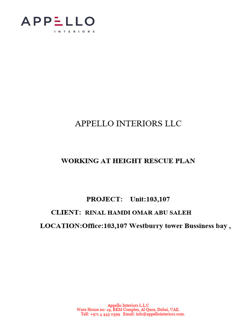 Working at Height Rescue Plan Guide | PDF | Heart | Blood