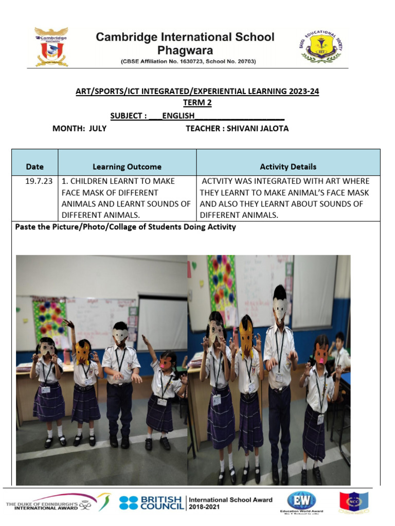Integrated Learning Activities 2023-24 | PDF | Information And ...
