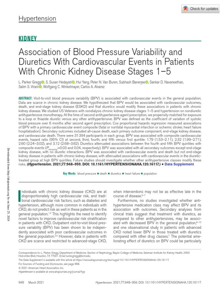 Gregg Et Al 2021 Association of Blood Pressure Variability and ...