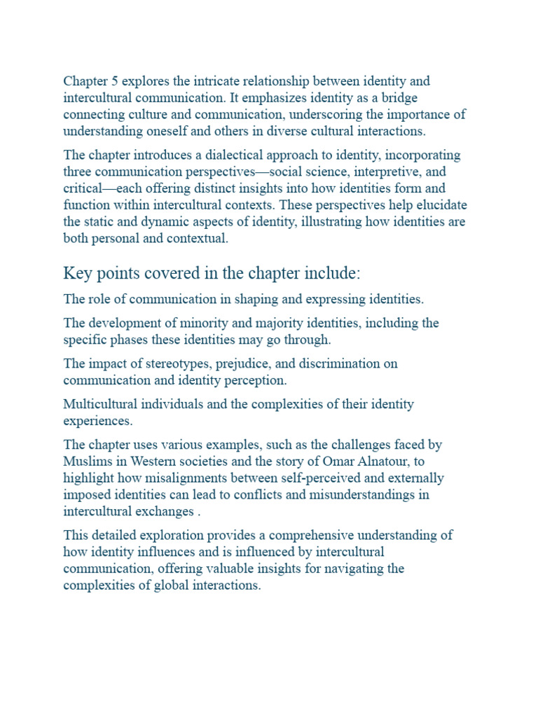 Chapter 5 Explores The Intricate Relationship Between Identity And