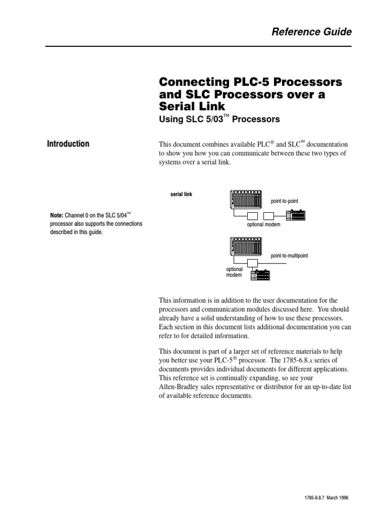 Connecting PLC5 Processors and SLC Processors Over A Serial Link | PDF ...