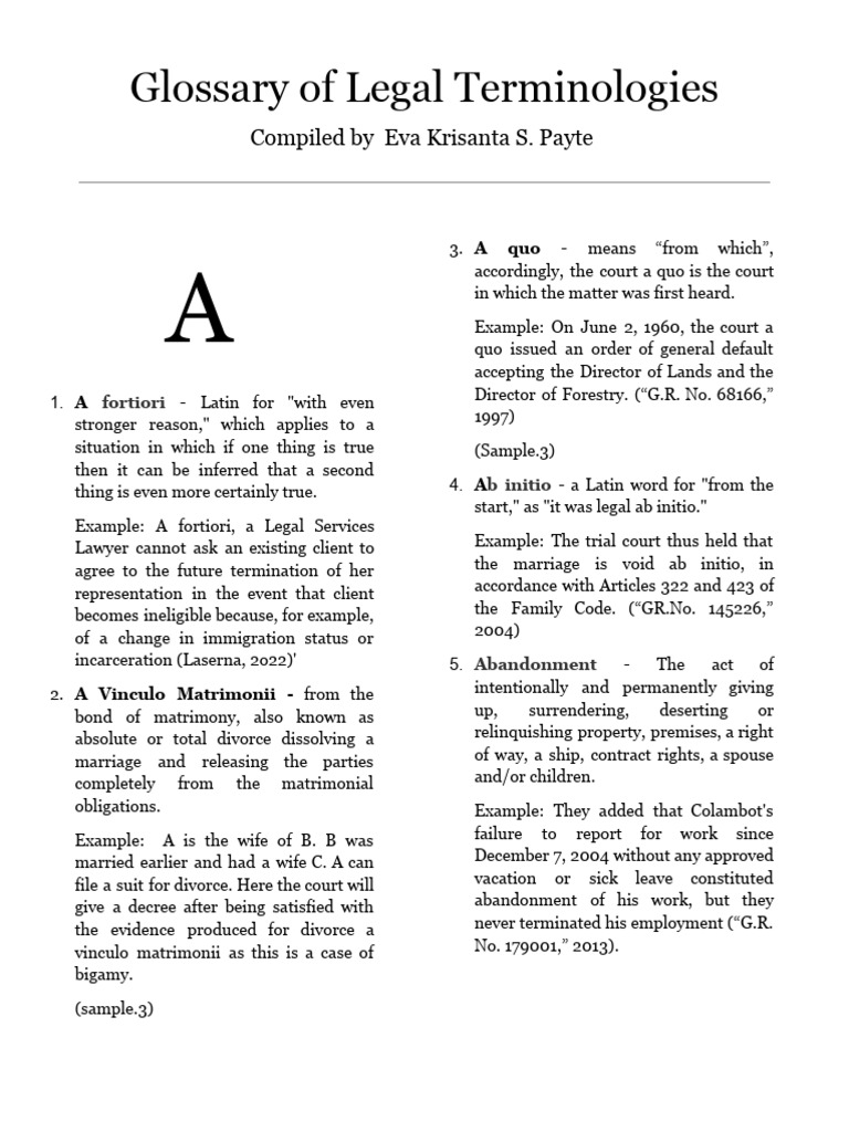 Legal Glossary A Z Pdf Lawsuit Complaint