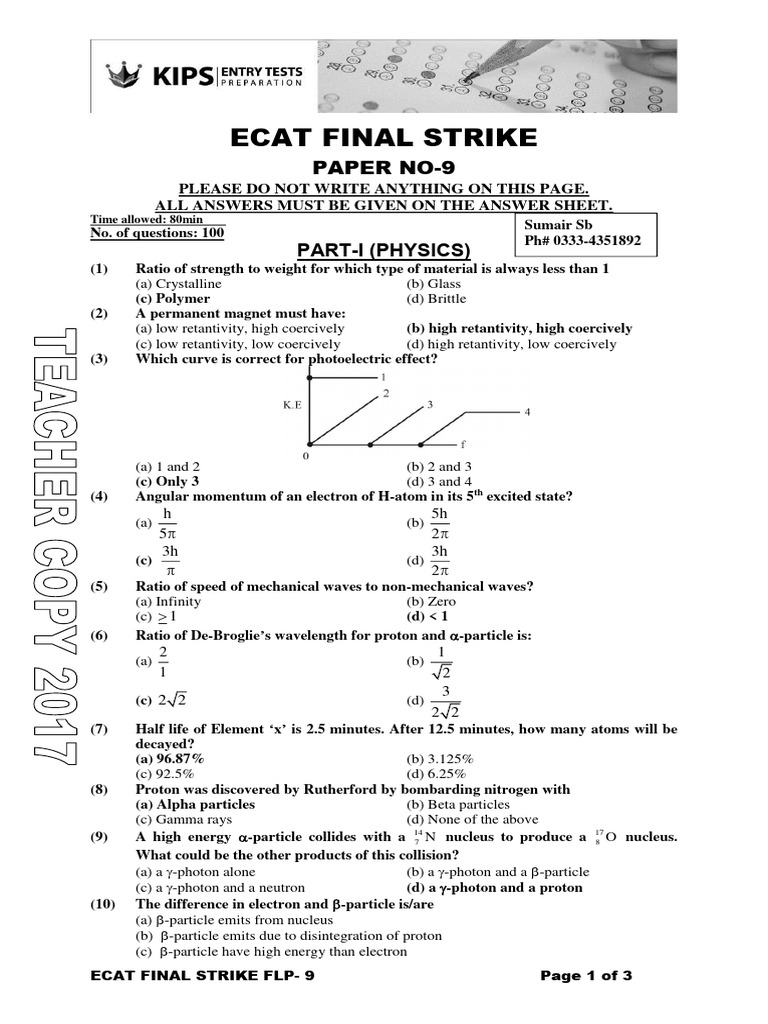 09 PAPER NO-9 (Ch-17-21) Final by Riaz SB | PDF | Physical Phenomena ...