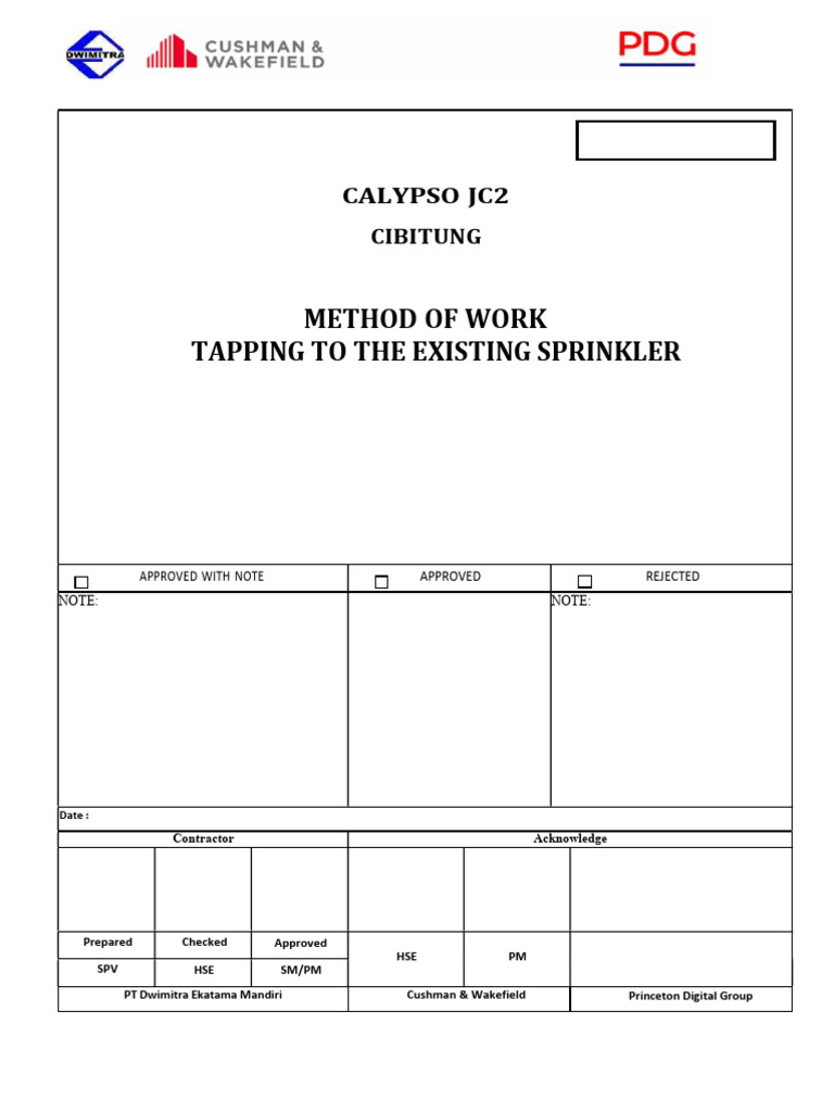 Tapping Method for Sprinkler System | PDF | Personal Protective ...
